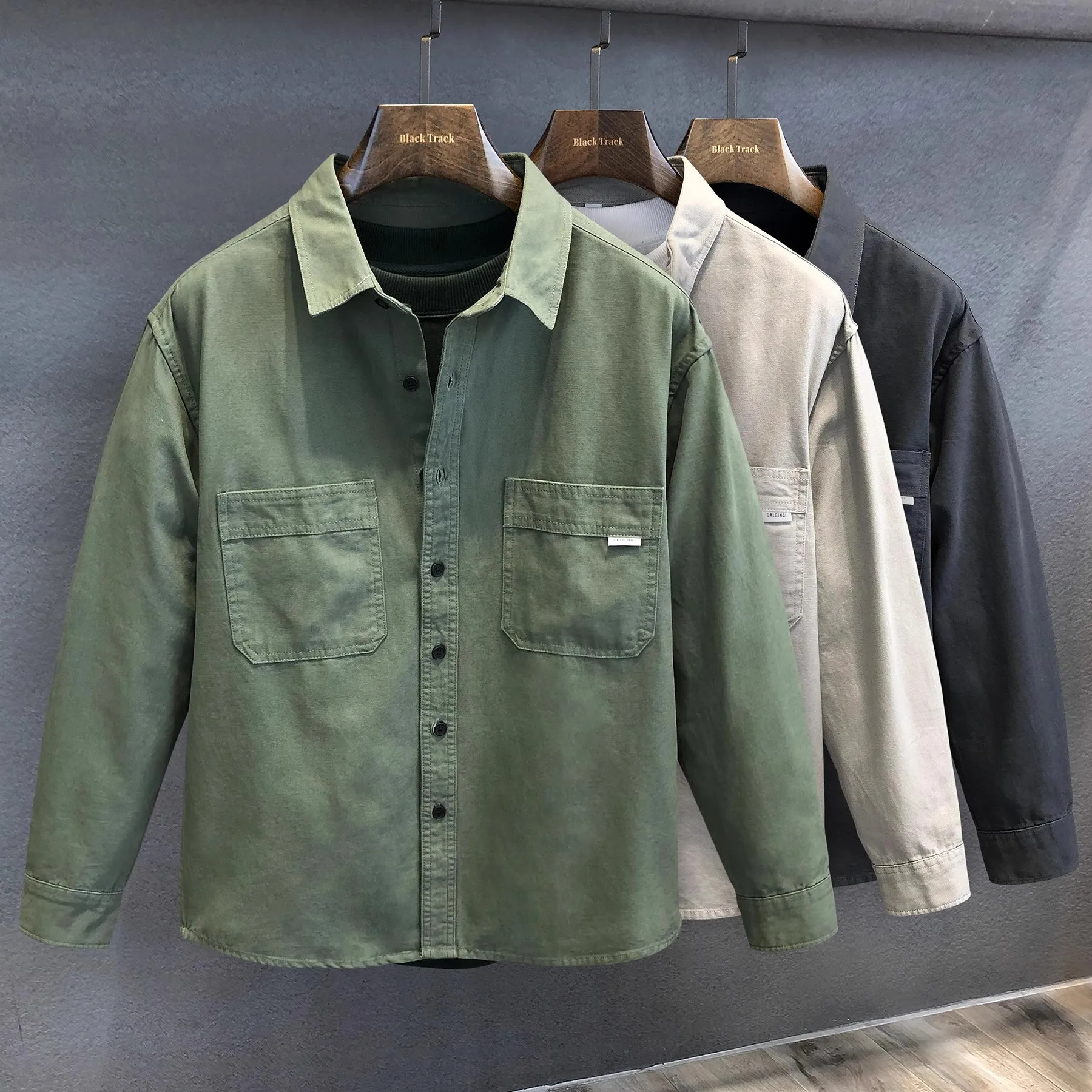 Retro Cotton Work Shirt Men's Casual Loose Fit Long Sleeve Autumn Jacket Heavyweight Pure Cotton Men's Fashion Brand