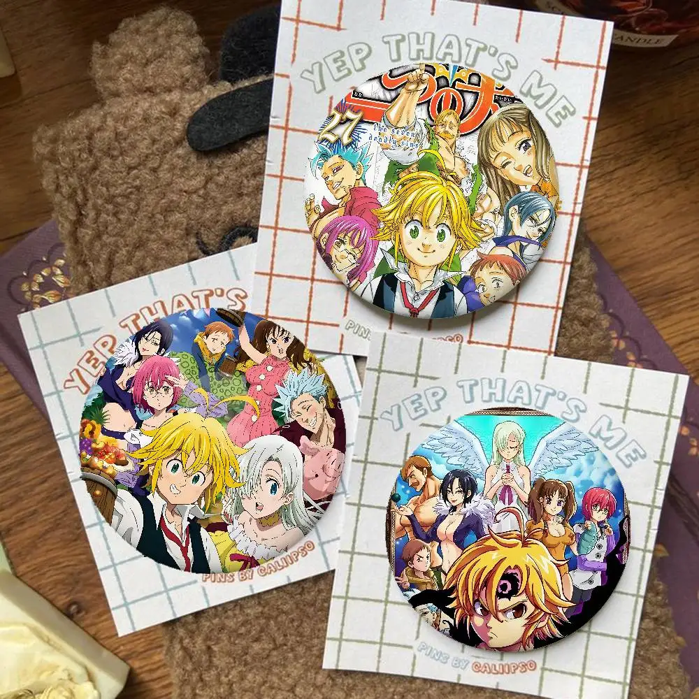 Anime T-The Seven Deadly Sins Badges Badges Cartoon Round Brooches On Backpack Jacket Acrylic Button Pins Collection Gifts
