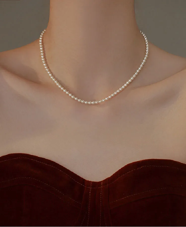 20 inch mini AAAA+5-6mm Japanese Akoya white pearl necklace with 14k gold buckle 20in 22in 24in 26in 28in 30in