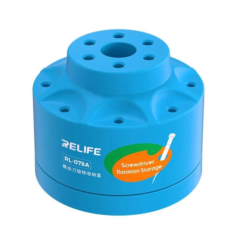 RELIFE RL-078A Screwdriver Rotating Storage Box for Mobile Phone Repair Multiple Holes Soldering Iron Tips Storage Holder Tool