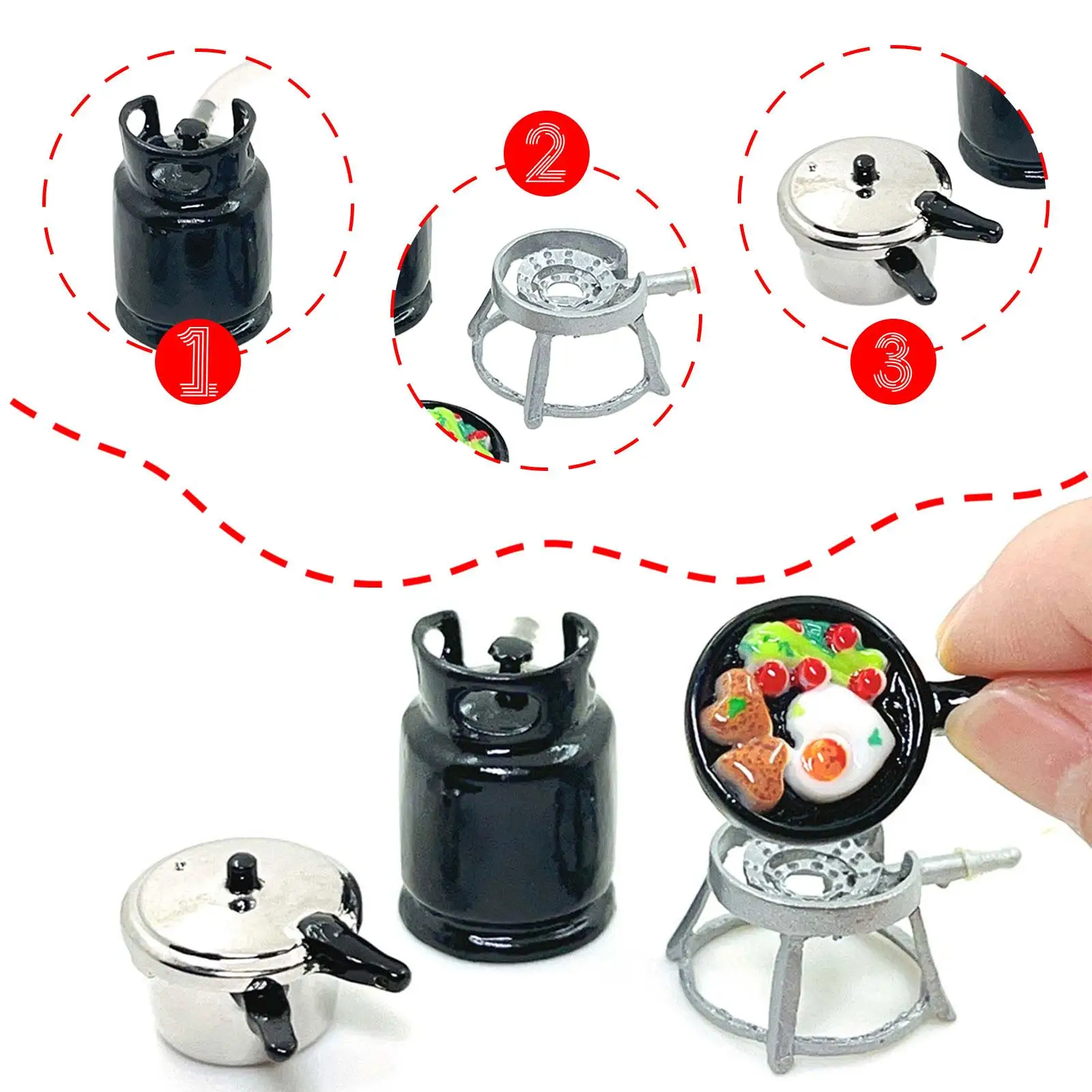 3x 1:6 1:12 Miniaturowe naczynia kuchenne do domku dla lalek Prezenty Miniaturowy zestaw scen