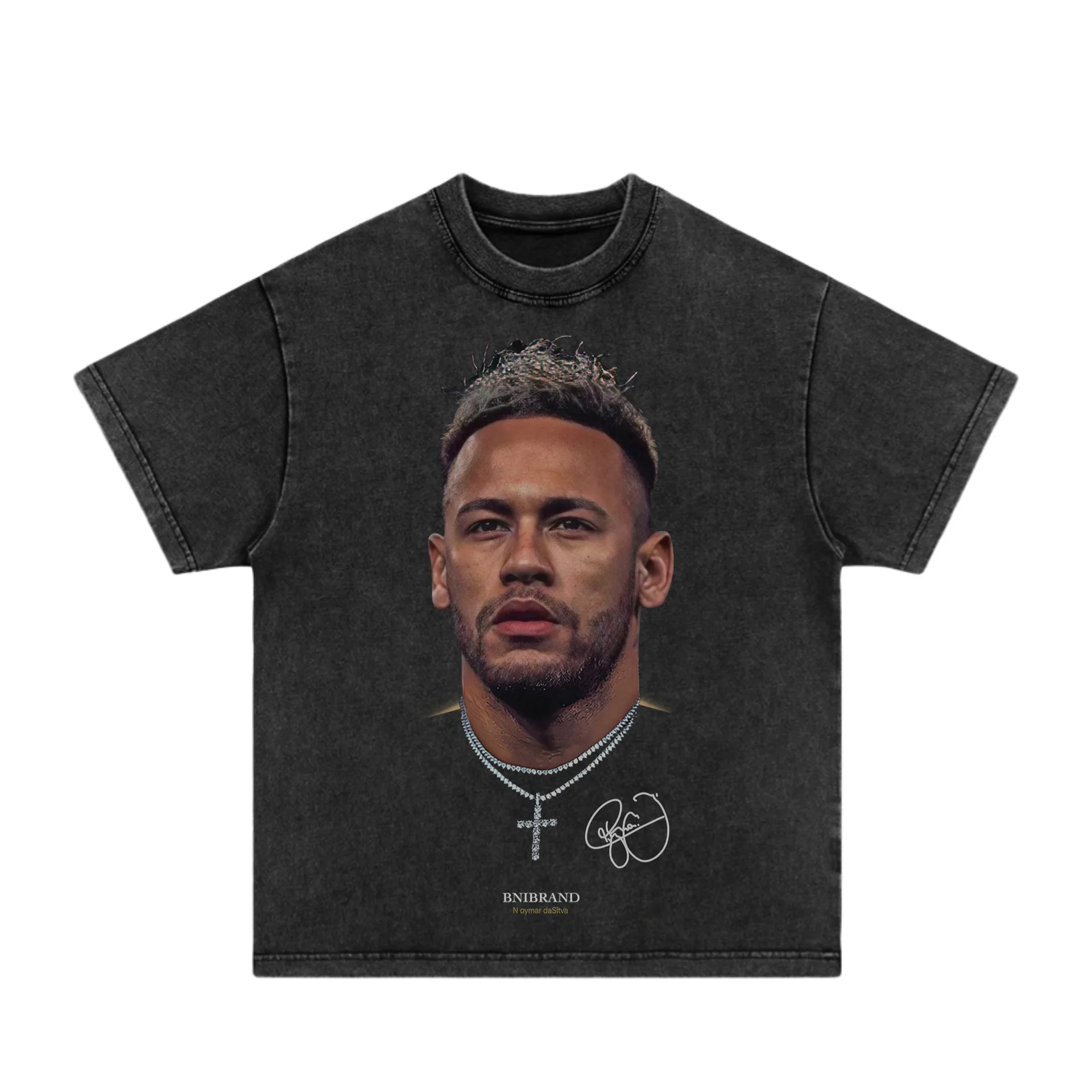 Neymar Printed Men's T-Shirt American Retro Crew Neck Washable Cotton Short Sleeve T Shirt Men Hip Hop Trend Oversized T-Shirt