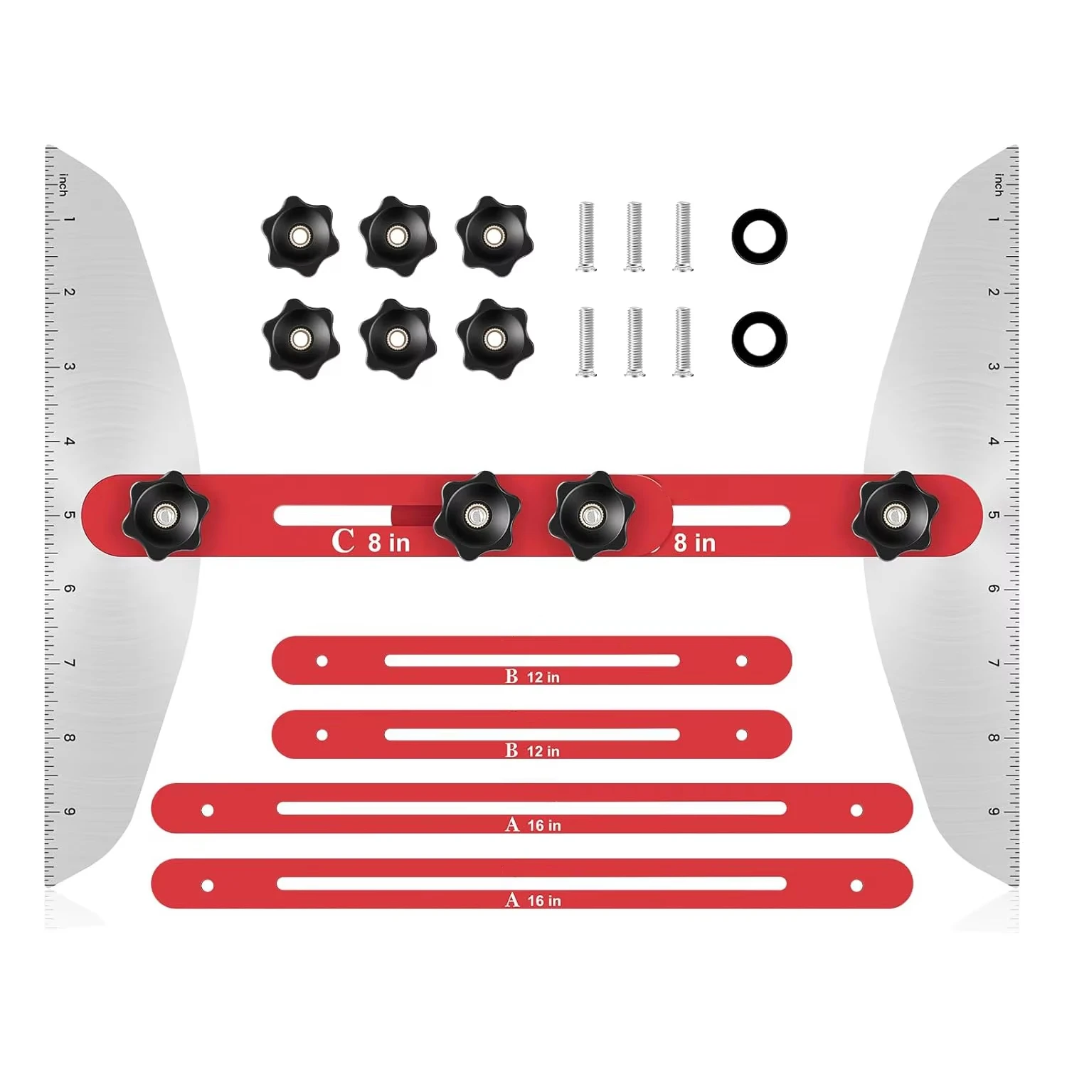 Stair Tread Template Tool 8-60In Adjustable Shelf Layout Scribe Stair Tread Gauge for Stairs Risers Shelf Jig Measuring Tool
