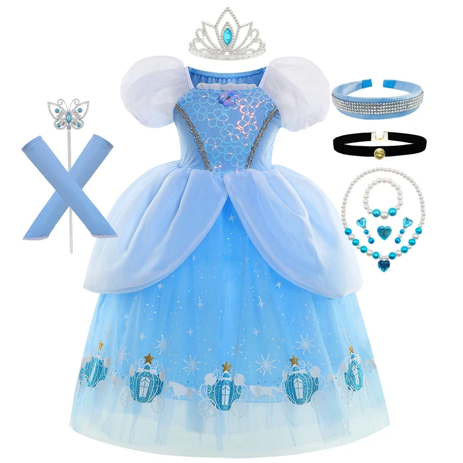 

Cinderella Girl Dress Halloween Princess Cosplay Ball Gowns Baby Christmas Costume Birthday Party Gift 2-10T Sequins Pumpkin