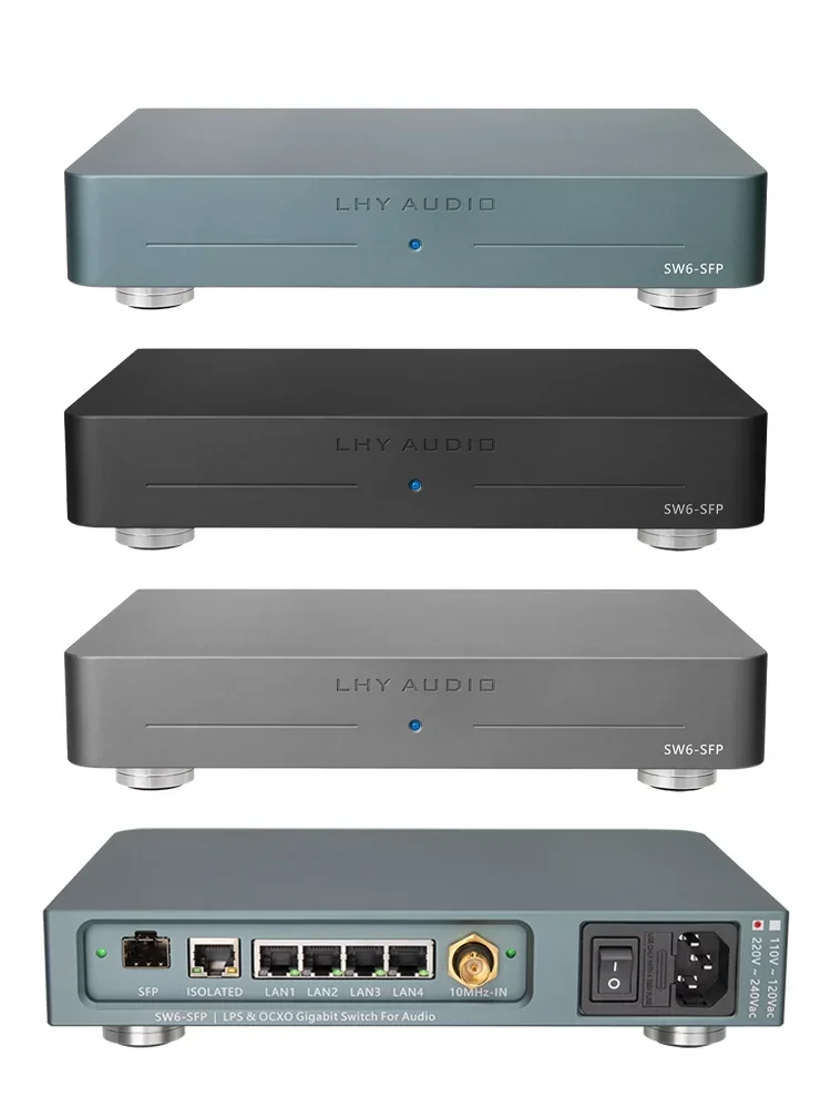 

LHY SW-6 SW6 SFP Ethernet Network Switch High quality 6-ports (4x RJ-45, 1x Isolated RJ-45, 1x SFP) CNC Milled Aluminium Chassis