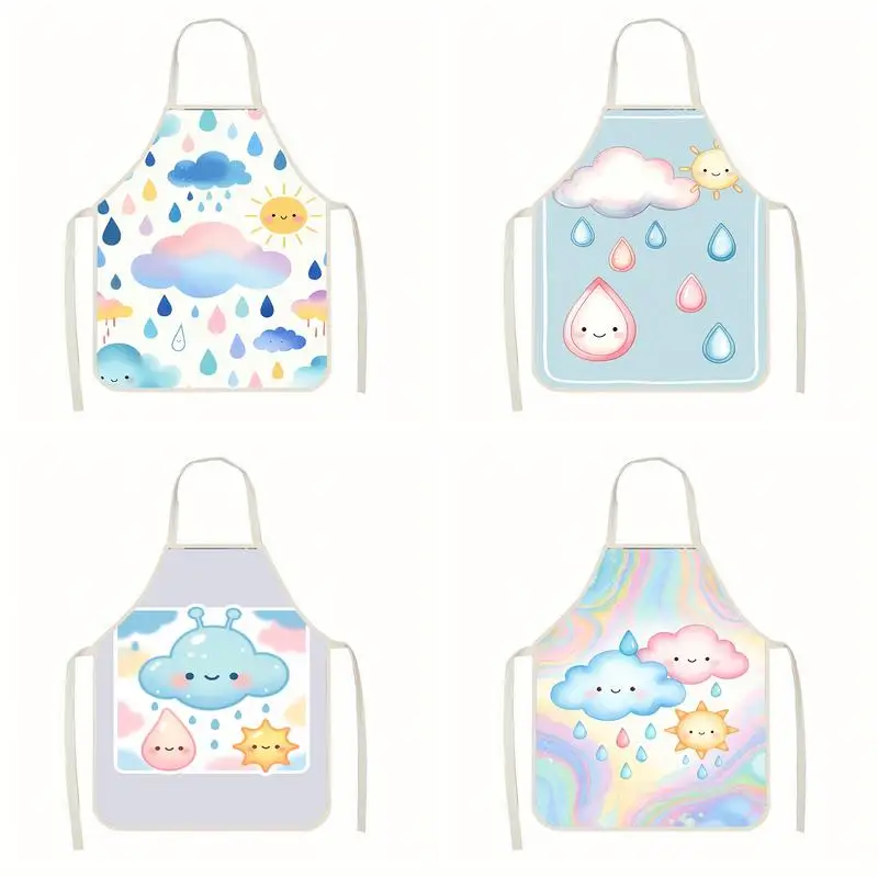 

Cute Clouds Pattern Apron Linen apron, suitable for kitchen cooking, parent-child interaction, painting and other scenarios