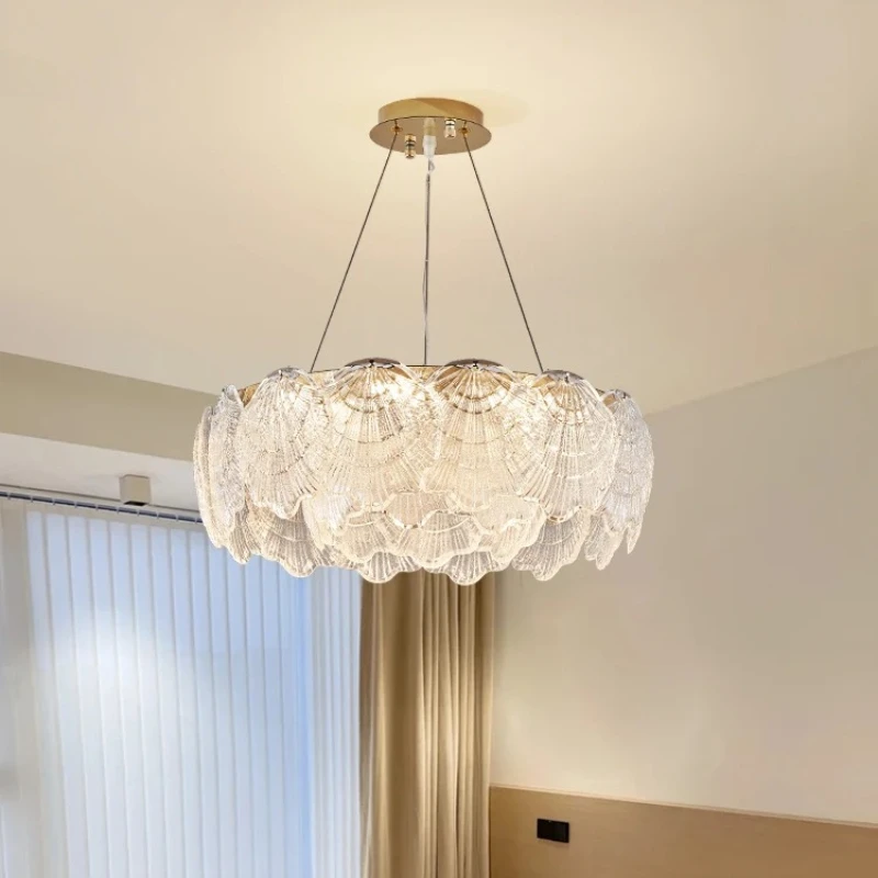 Modern Shell Chandelier Ceiling Lights Bedroom Living Room Home Decor Crystal Cover Pendant Lights Lamp Fixture Indoor Lighting