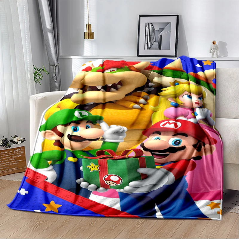 3D Classics 3D Mario Soft Plush Blanket,Cartoon Flannel Blanket Throw Blanket for Living Room Bedroom Sofa Cover Kids Gift