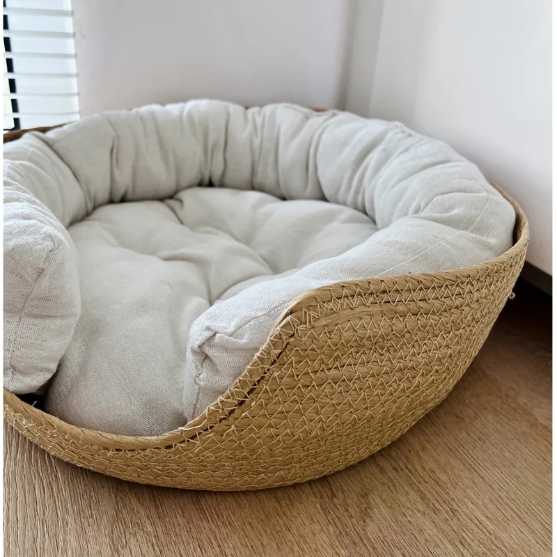 Japanese Minimalist Cat\'s House Handmade Woven Litter For Cat\'s Wrap Around Cat\'s Bed All-season Universal Pet Products