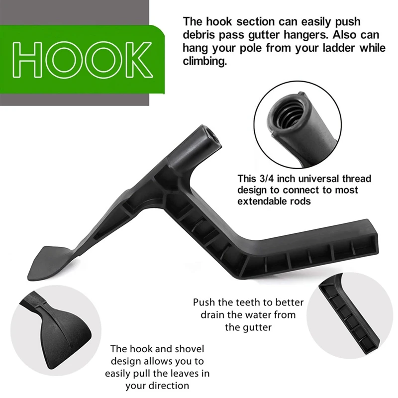 PZHI Gutter Cleaner Leaf Cleaning Tool, Eaves Drain Tool with Adjustable Bevel Brush and Aluminum Telescopic Pole, for Removing