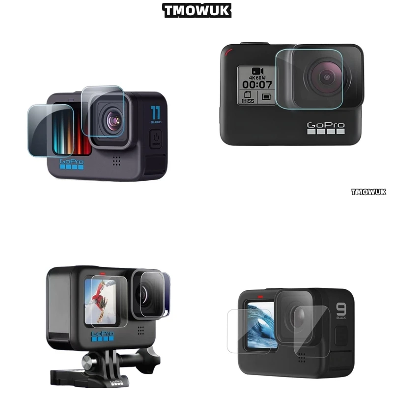 

For GoPro Hero12 11 10 9 Anti-Slip Screen Protector - 9H Tempered Glass Privacy Filter Full Coverage Front/Back With Waterdrop R