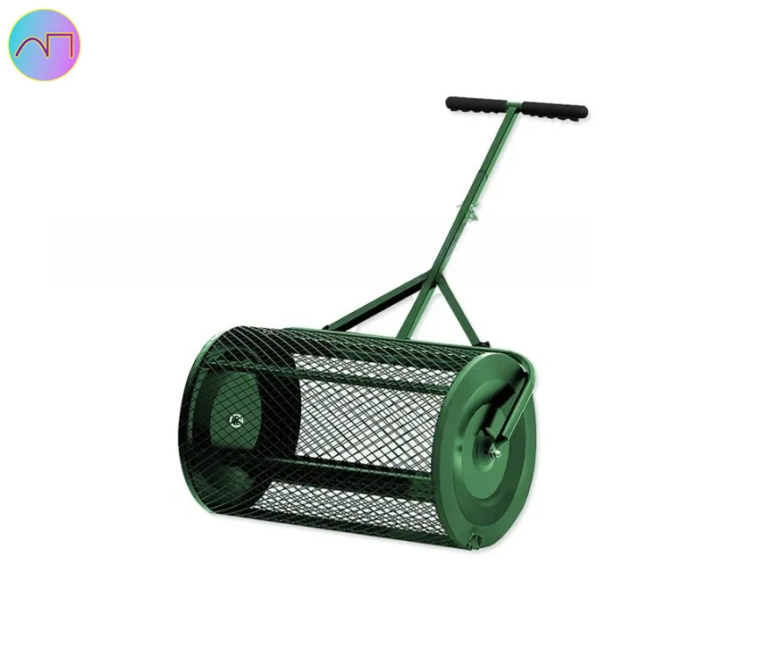 Spreader Roller Peat Moss Spreader For Planting, Seeding, Durable Lightweight Metal Mesh Spreader For Lawn