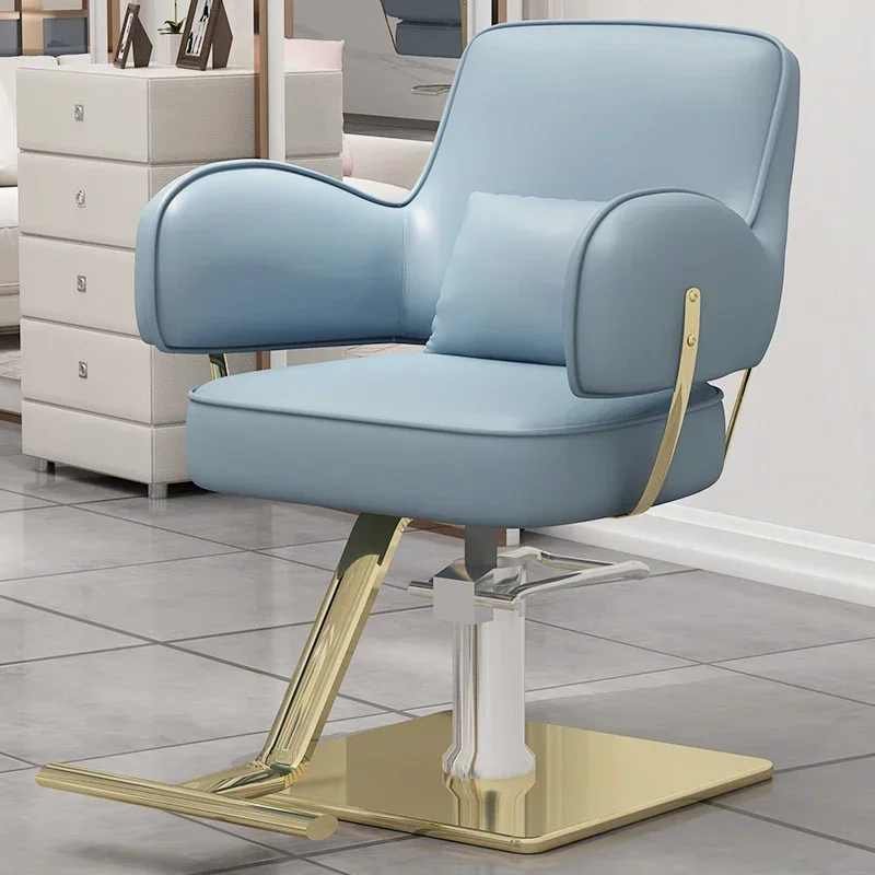 Silla de Metal reclinable para peluquería profesional, cómoda Silla Giratoria para manicura y peluquería