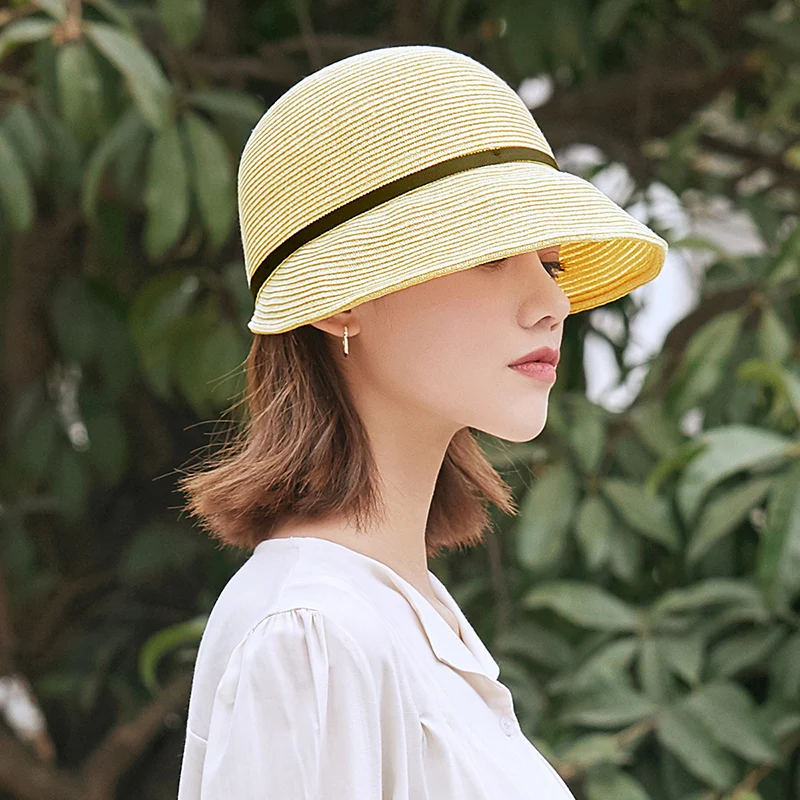 Ladies Folding Straw Hat Summer Thin Hat Female Outing Shade Holiday Cool Hat Seaside Beach Sunscreen Face Covering Sun Hats