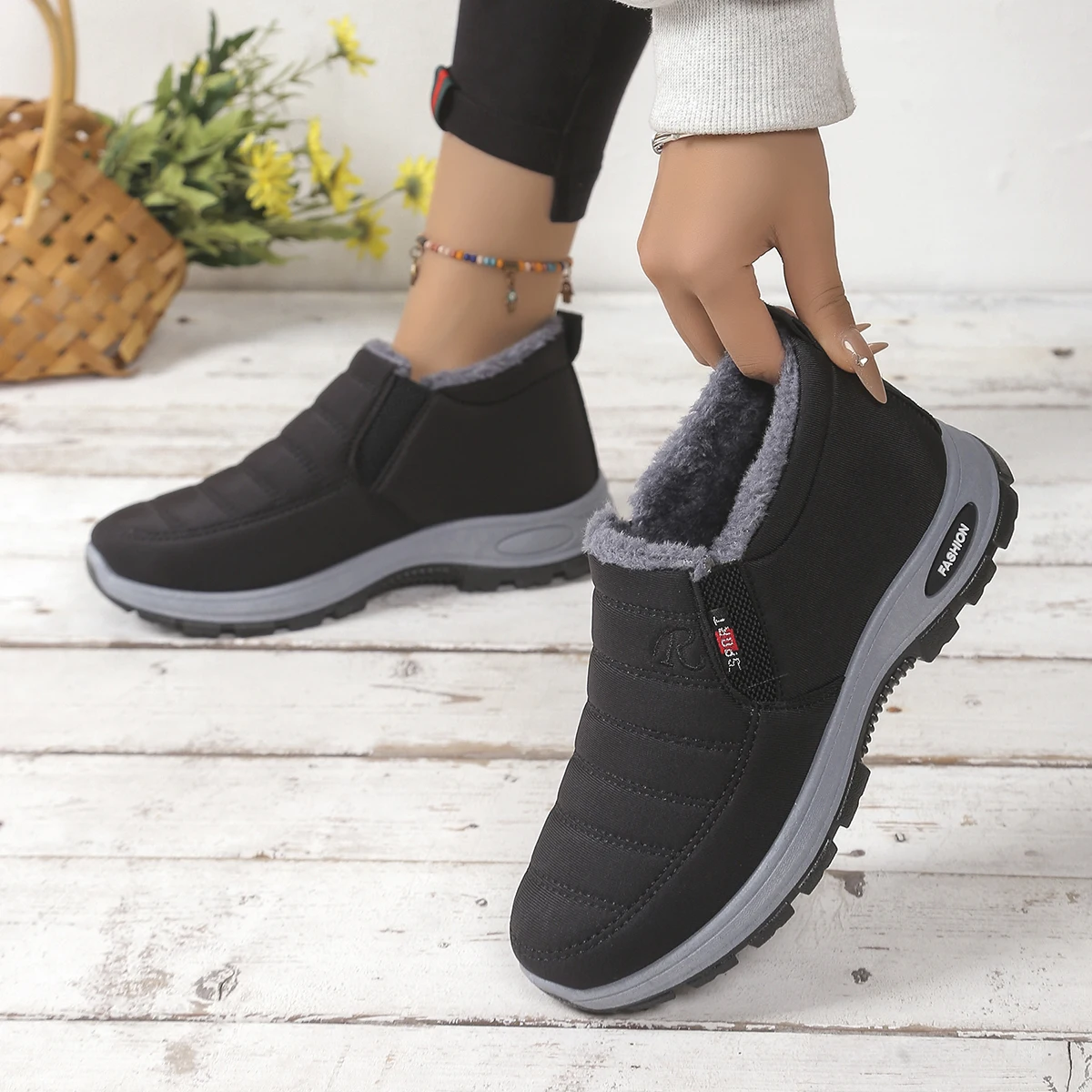 Wholesale Price Drop Shop Women's Shoes  Autumn Witnter  Casual Cotton Warm Wear Resistant Chunky Sole Affordable Fast Shipping