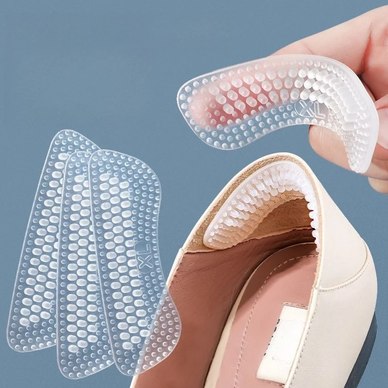 2pairs Silicone Heel Stickers Heels Grips for Women Men Anti Slip Heel Cushions Non-Slip Inserts Pads Foot Heel Care Protector