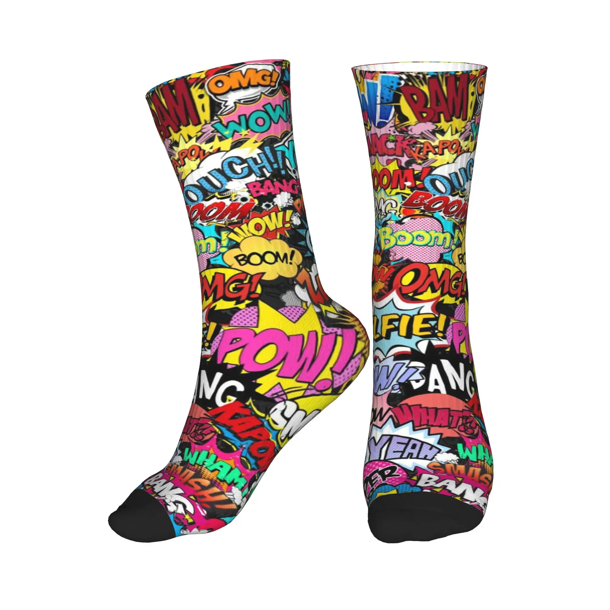 

All Seasons Fun Street Graffiti Comic Pop Art Sport Middle Tube Socks Sweat Absorbing Crew Socks Casual Stockings for Men Women