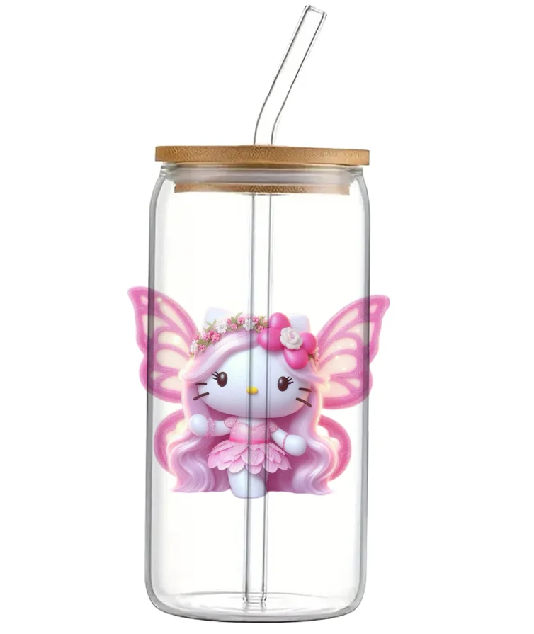 

Sanrio Hello Kitty Super Cute Dolls for Girls Kids UV DTF Waterproof Transfers Decals For 16oz Glass Cup Wrap Stickers 11x12cm