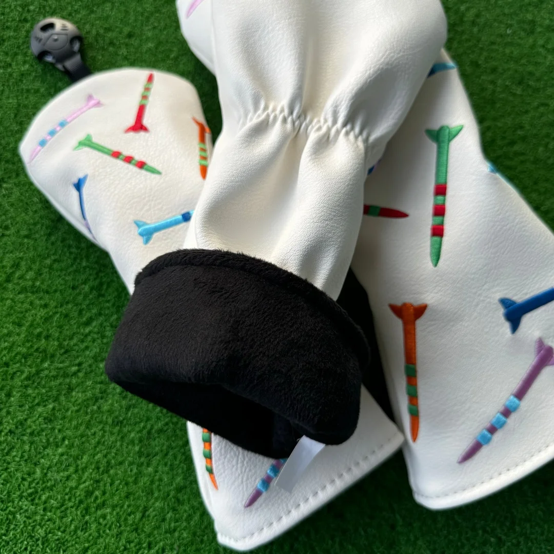 Golf Wood Cover Head Cover Tee Pattern Golf Driver Cover Putter Headcovers Hybrid UT Protector Club Cover Set Golf Accessories view 5