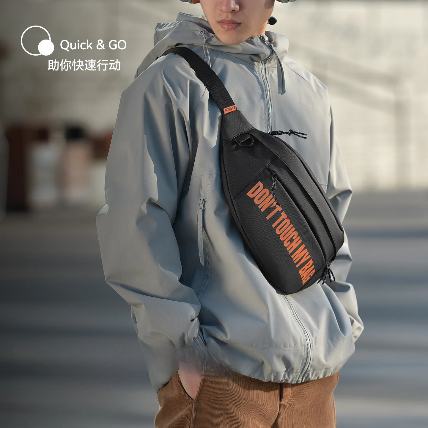 PU leather men's cross-body bag simple waterproof cycling sports multi-function large capacity shoulder bag