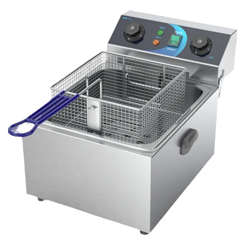 

220V Business Deep Fryer Stainless Steel With Basket Lid Countertop Fryers For Home Kitchen And Restaurant