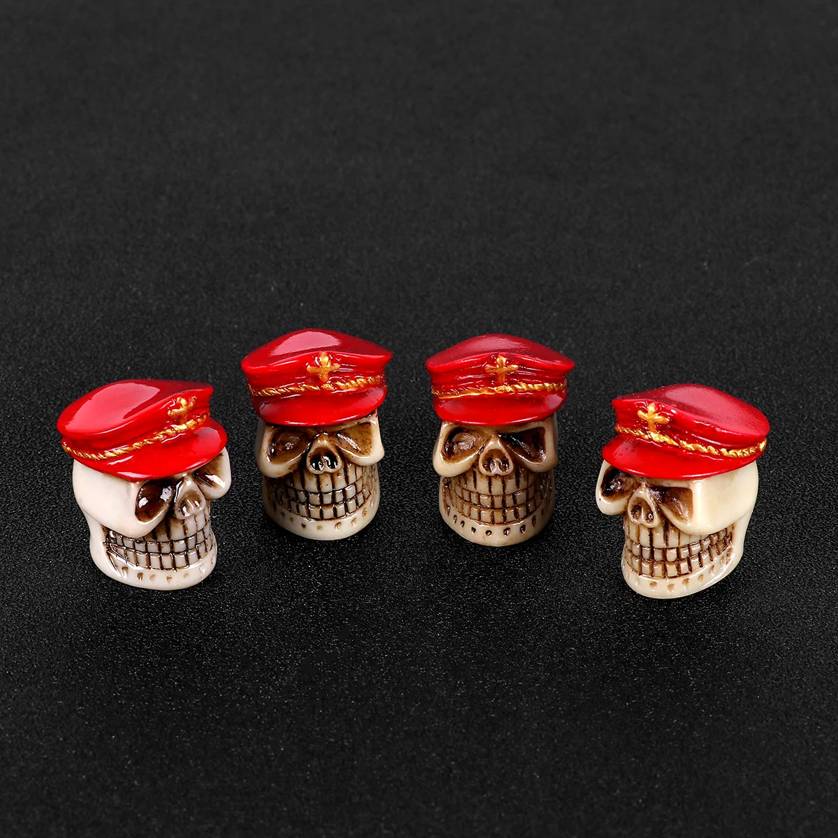 

1 Set Ghost Head Tire Valve Cap Premium Resin Motorcycle Bike Universal Wheel Stem Caps Red Color Durable Chic Style Flat Tire