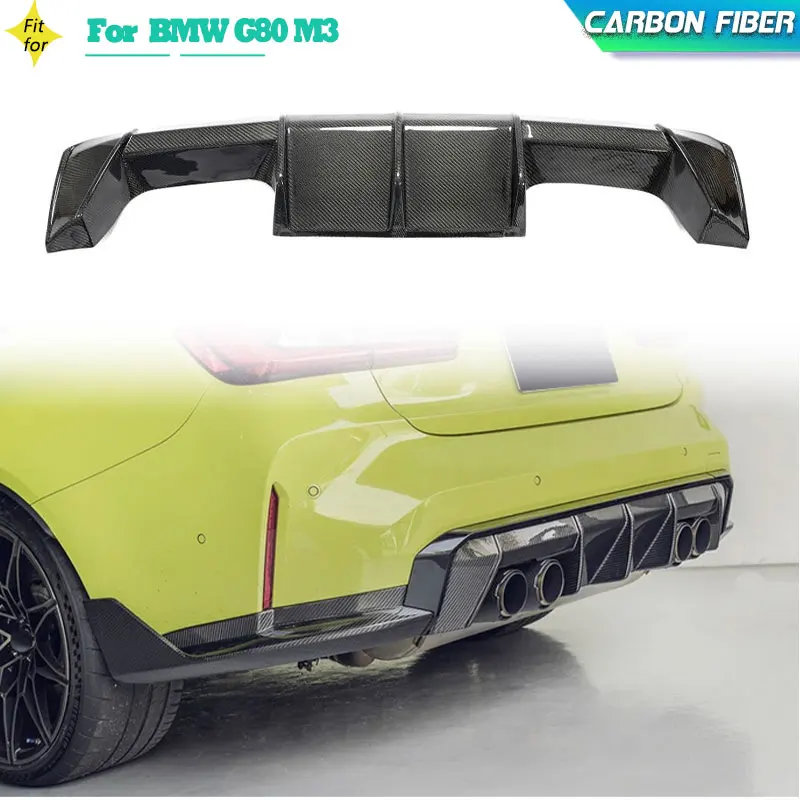 Carbon Fiber Car Rear Bumper Diffuser Lip Spoiler for BMW G80 M3 Sedan 4-Door 2021-2023 Auto Racing Rear Diffuser Lip Body Kit