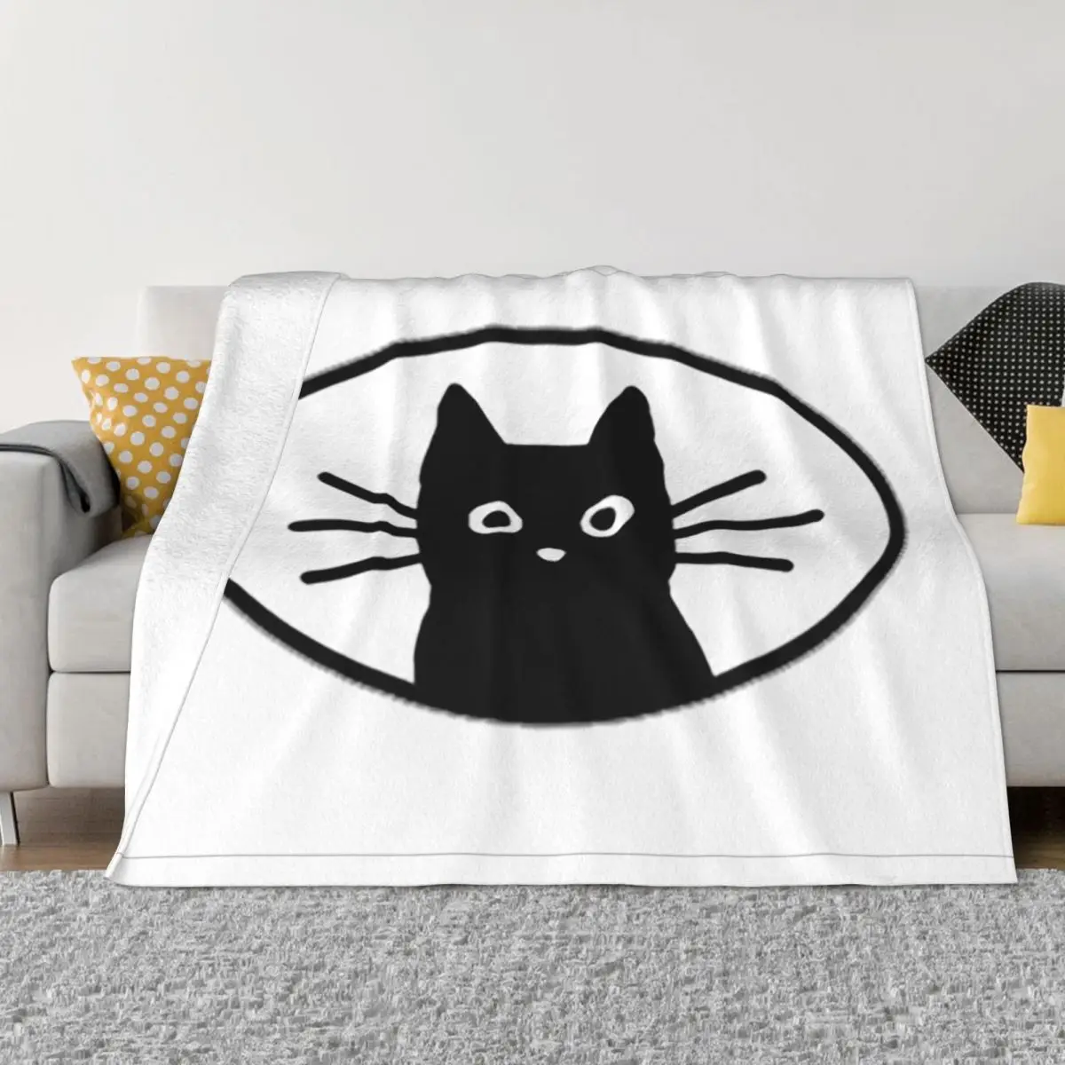 

Black Cat Face Blankets Soft Warm Flannel Throw Blanket Bedspread for Bed Living room Picnic Travel Home Couch