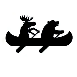 Car Stickers Creative and Interesting Stickers Moose Bear Canoe Car Decoration Waterproof and Sunscreen PVC 15*9cm