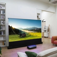 120 Inch Electric Tension Floor Rising ALR CLR Projection Screen Ambient Light Rejecting Motorized for UST Projectors 3D 4K 8K