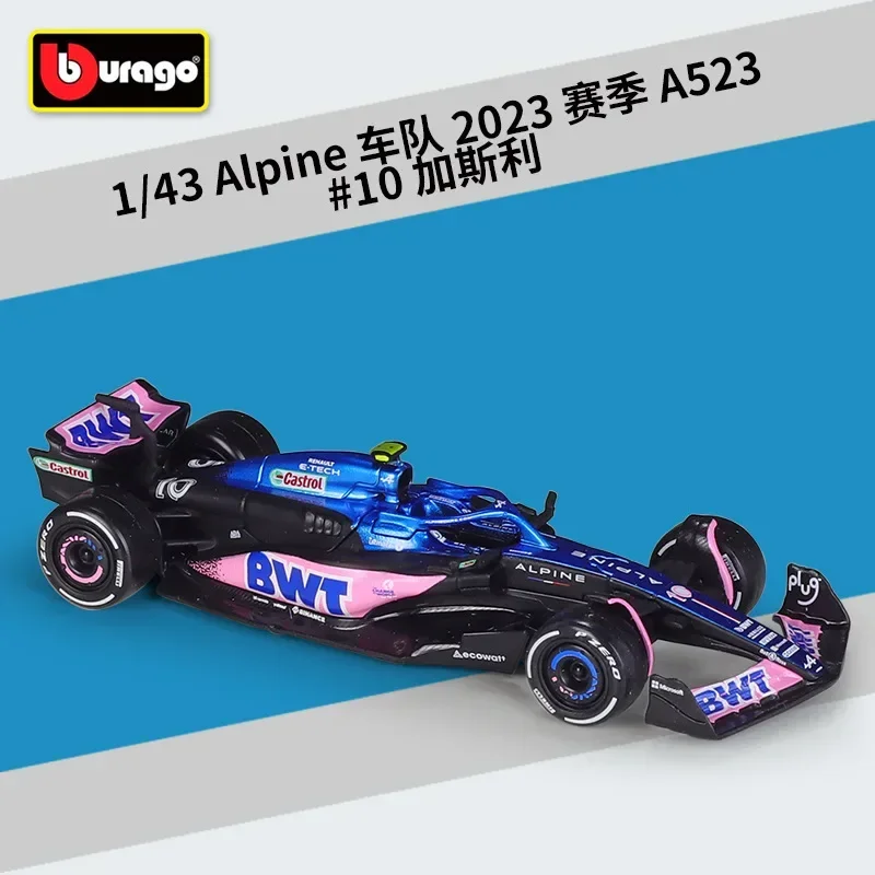 Bburago 1:43 2023 Alpine A523 #10 Pierre Gasly #31 Esteban Ocon Racing Car Alloy Diecast Model Toy Collectible Christmas Gift