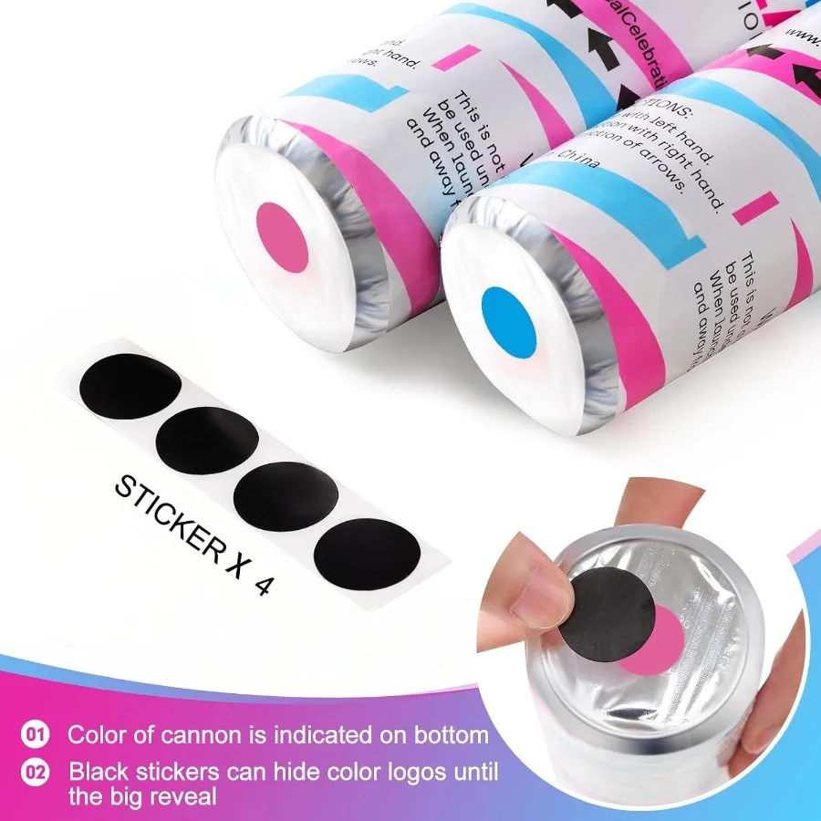 مجموعة مدفع النثار الممتازة للكشف عن الجنس مكونة من 4 قطع مختلطة 2 أزرق 2 وردي للجنس تكشف عن النثار مدفع بوبر للديكور الكشف عن الجنس