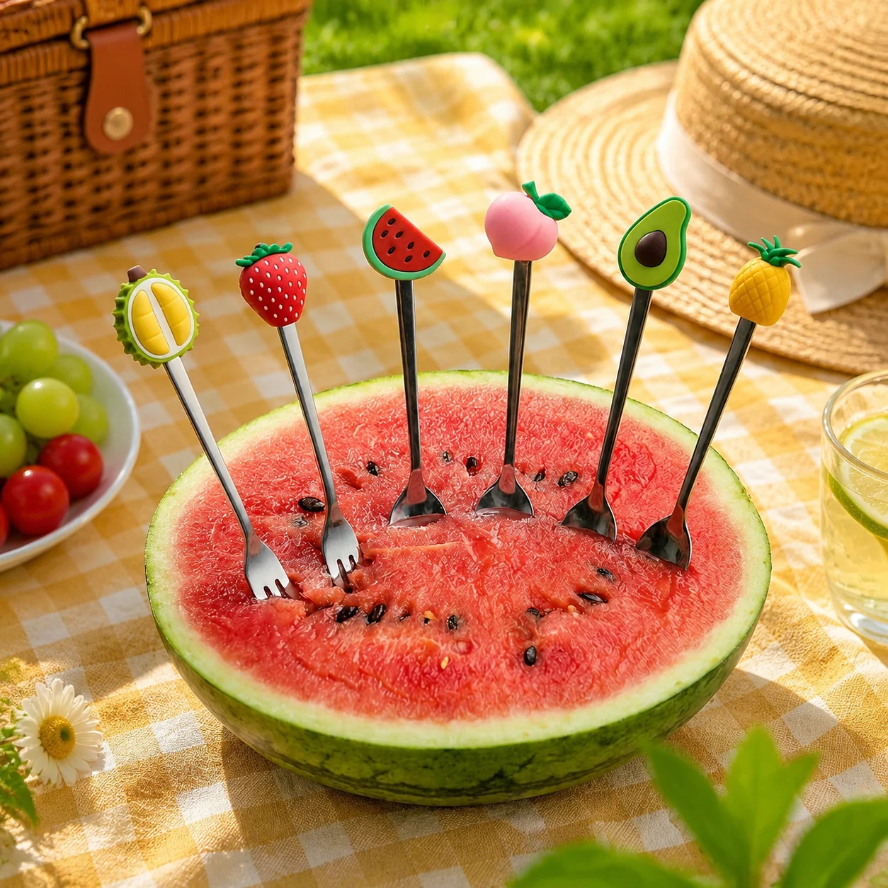

Stainless Steel Fruit Shaped Dinnerware Kitchen Tool Ice Cream Sugar Dessert Coffee Spoon Teaspoon Stirring Spoon Fruit Fork