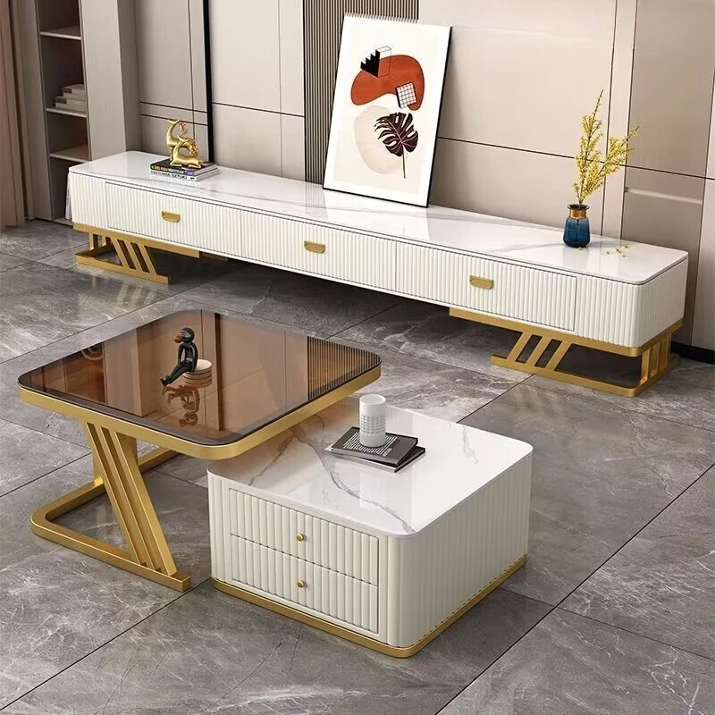 

slab coffee table living room household light luxury modern new small apartment simple floor coffee table TV cabinet combination