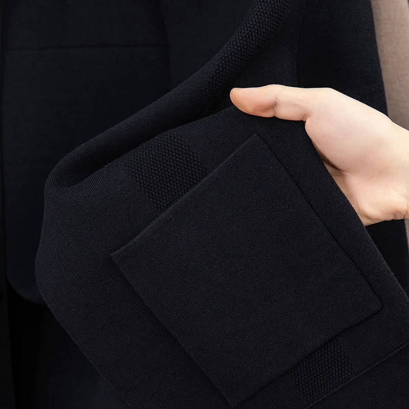 Men's Fashion Knitted Cardigan Long Sleeve Thickened Lapel Button down Pocket Solid Color Autumn Winter Trend Casual Men's Wear