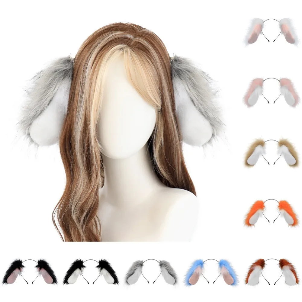Cute Plush Lop-eared Dog Headband Cosplay Headwear Lolita Artificial Rabbit Ear Headwear Hair Accessories Costume Props