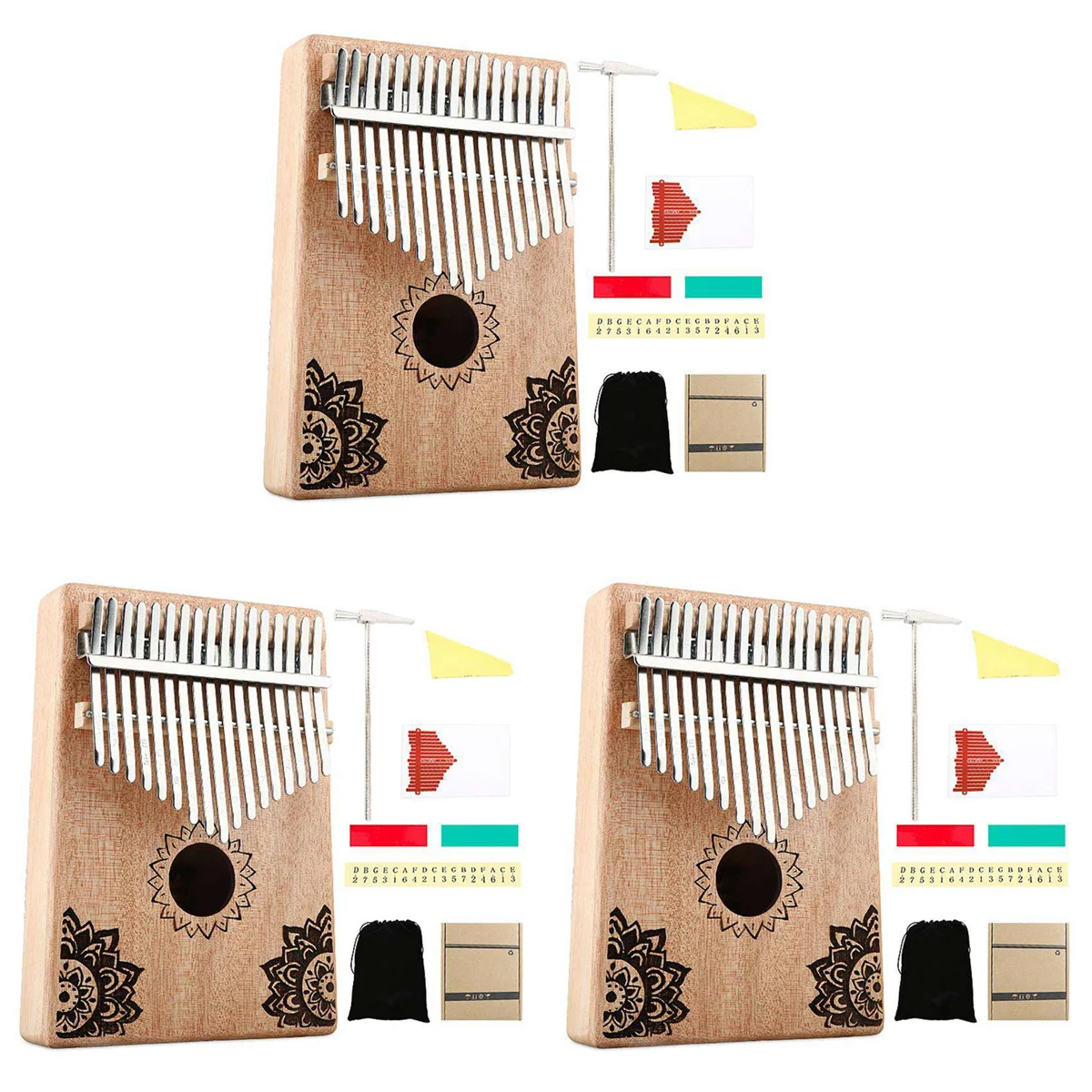 

3X 17 Key Kalimba African Solid Wood Thumb Finger Piano Sanza Mbira Calimba Play with Guitar Wood Musical Instruments