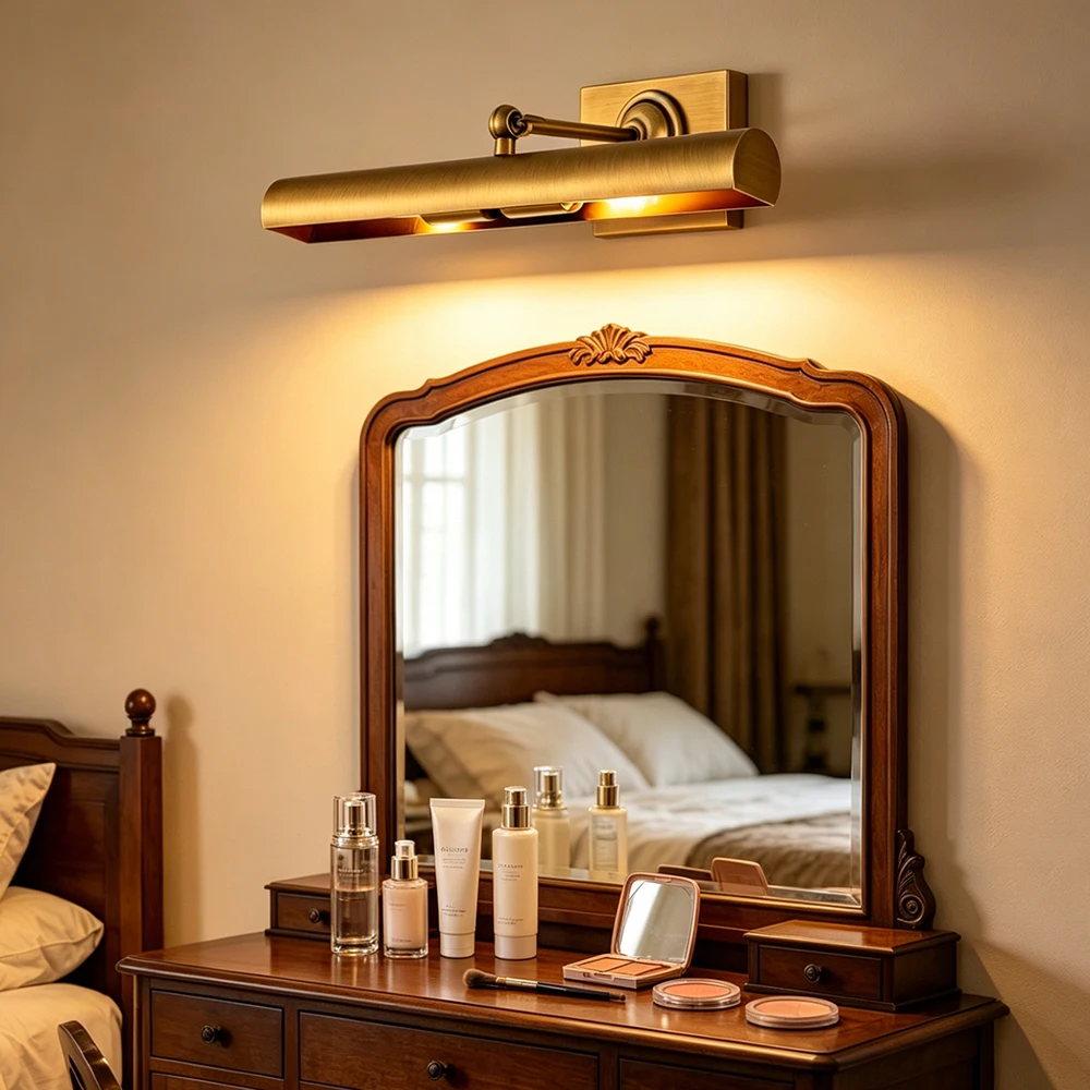 Vintage Adjustable Arm LED Wall Light Modern Bathroom Mirror Lamp Vanity Lighting for Bedroom Hotel Makeup Mirror