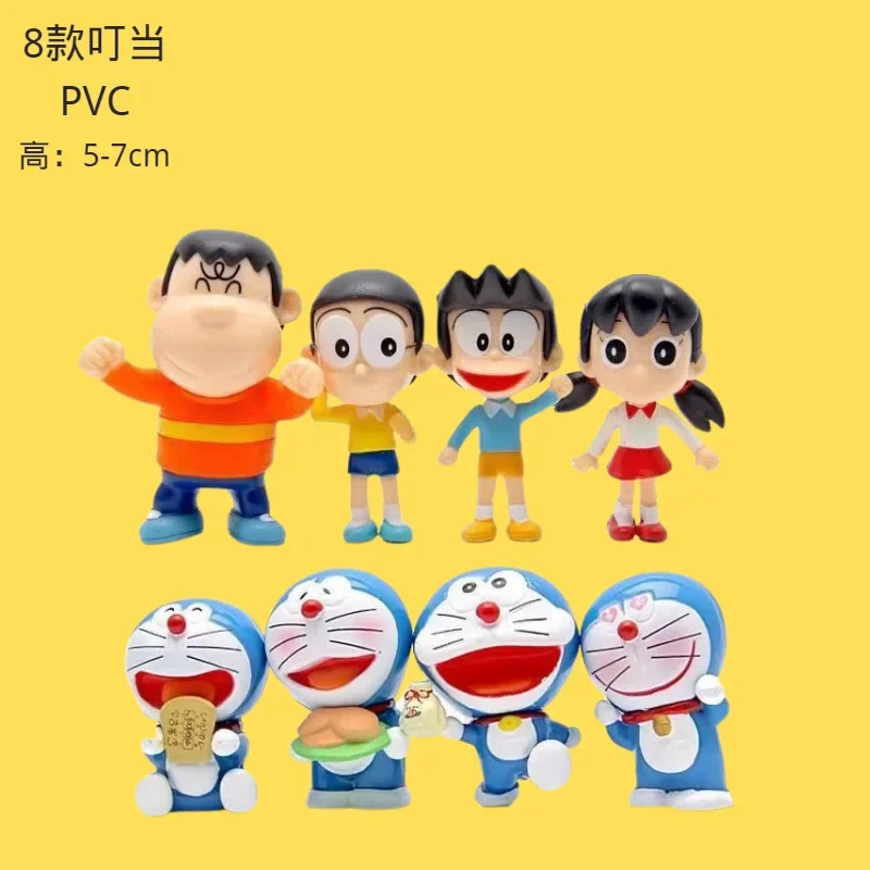 Doraemon Action Figures 8pcs Set Pvc Doll Peripheral Cute Cartoon Tabletop Decoration Anime Figure Room Ornament Children Gift