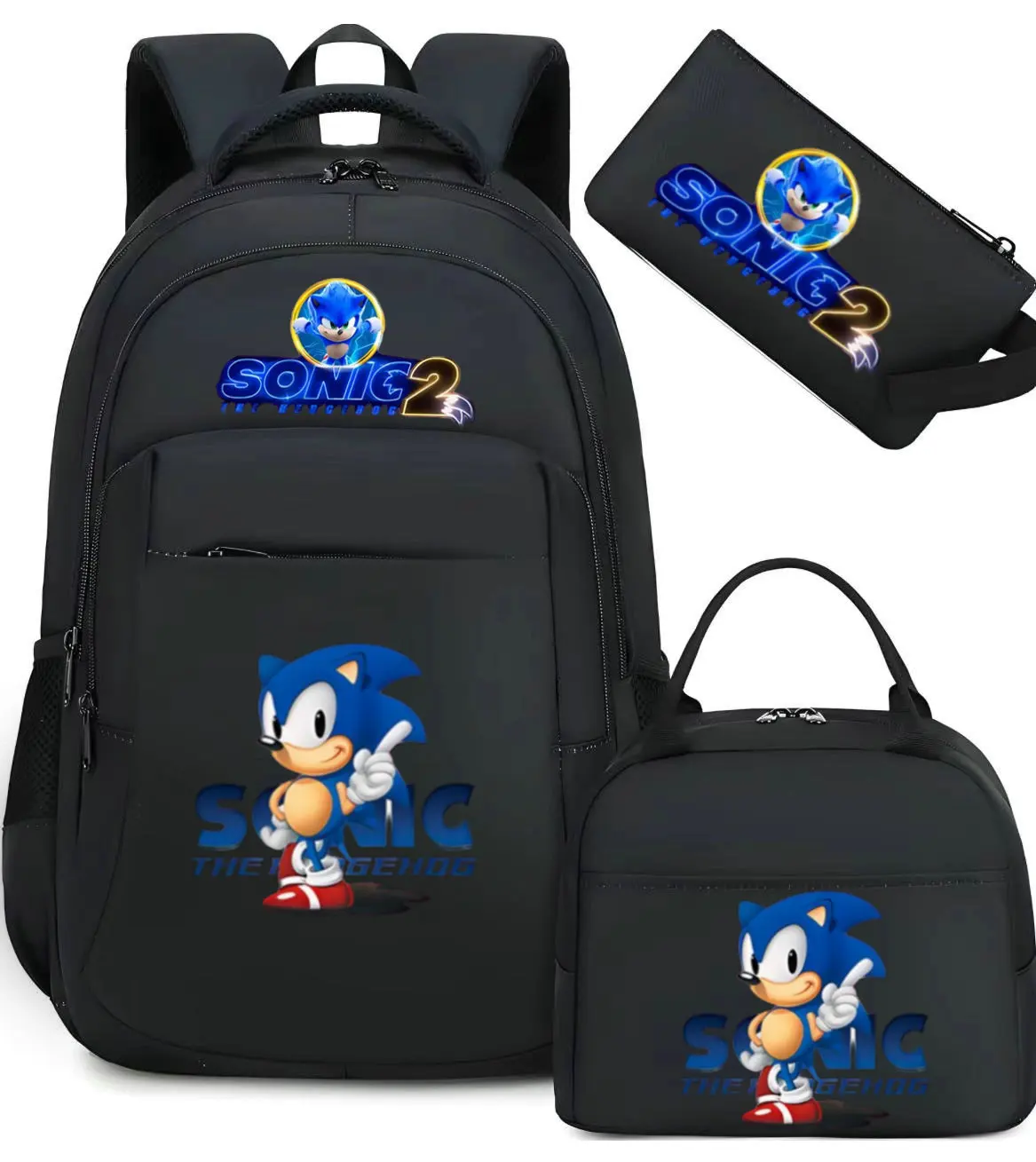 Anime Sonice Backpack 3pcs Women Men Backpack Travel Bag Schoolbag for Teens Girl Boys Laptop Mochila