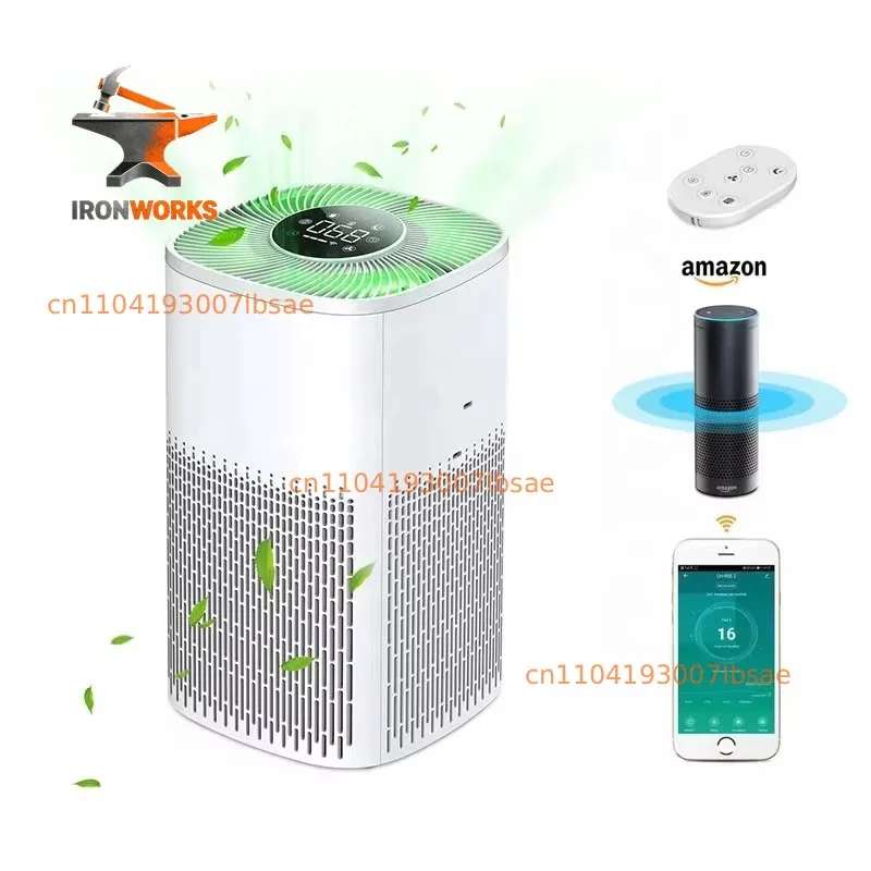 Tuya Portable Home Air Purifier Display Carbon Hepa Filter Pet Household Dust Room Cleaning Humidifier