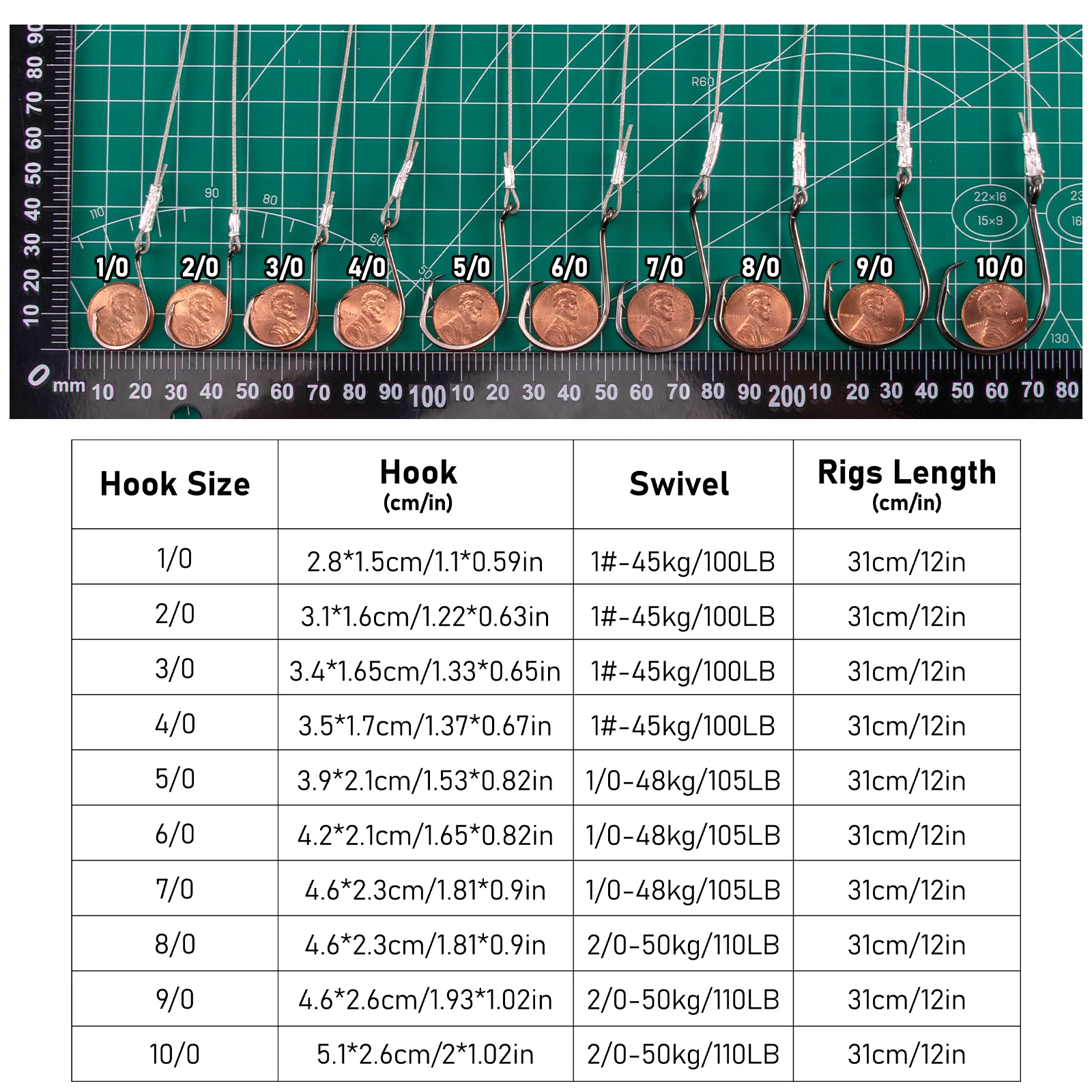 5 hooks fish market 5/0 Snatch Hook 1-Pack leader cutter Brocraft 45 Degree Lund Model:SALTIGAG10000H Designed for balance and