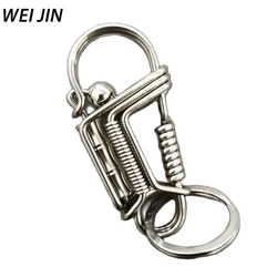 Mechanical Car Key Ring Stainless steel Keychain, Bamboo Joint Handmade Matte Round Bead Polishing, Men's Trinket Outdoor Style