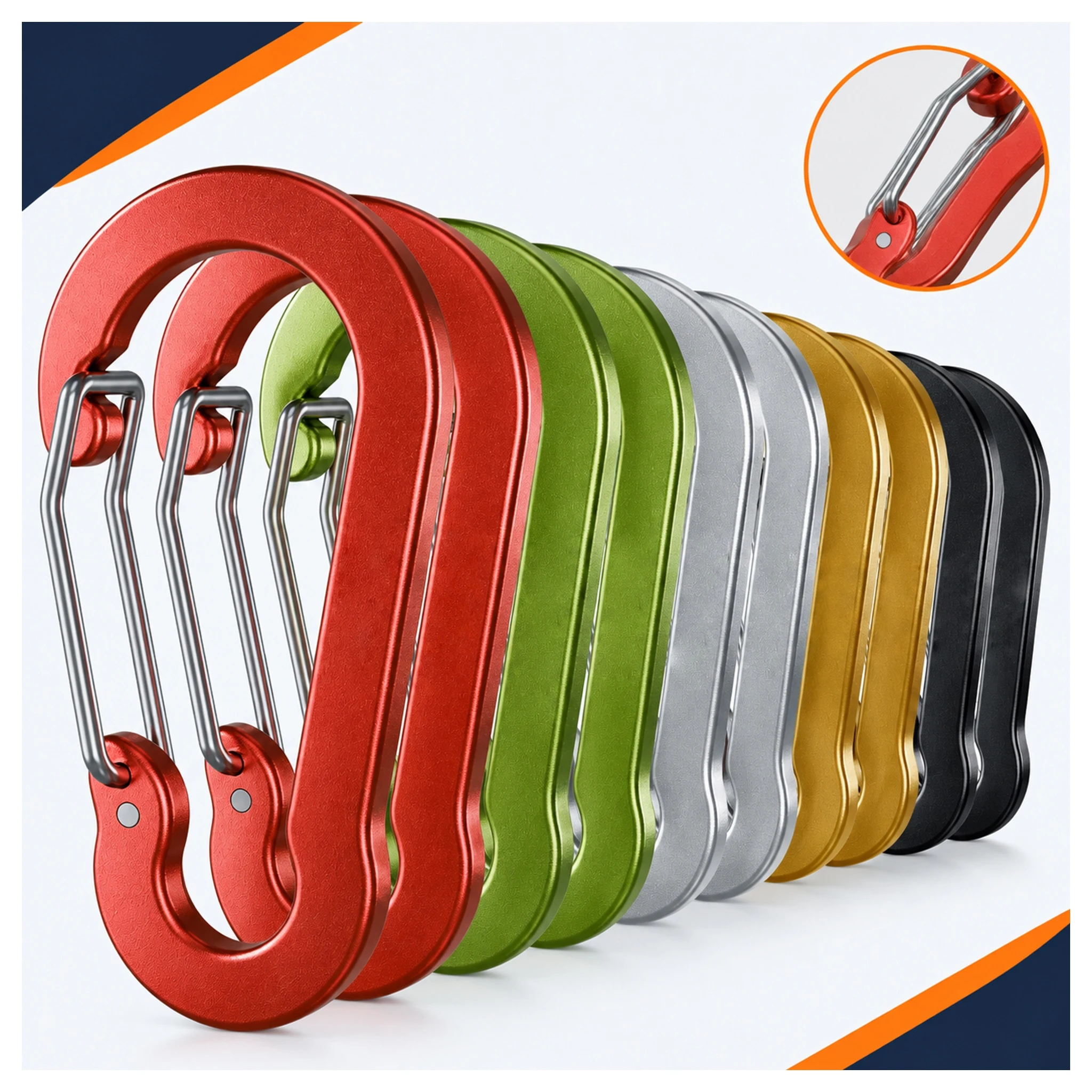 Mini Aluminum Alloy Carabiner Clips,5-12 Keychain D Rings Compact Outdoor Camping Hiking Fishing Backpacking Gym Bag Accessories