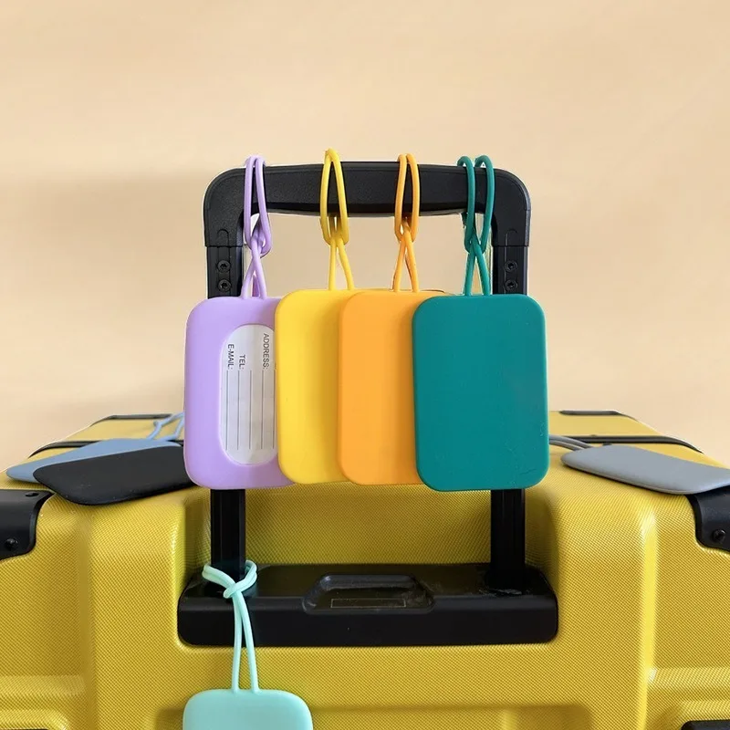 

Soft Silicone Luggage Tag Solid Colour Womne Men Luggage ID Address Name Label Tags Cute Travel Accessory