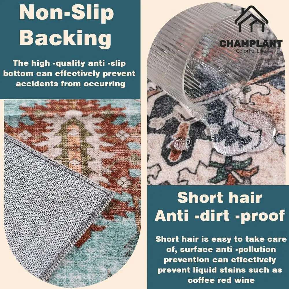 9x12 Feet Washable Bohemian Rug - Non-Shedding, Low Maintenance, Perfect for High Traffic Spaces