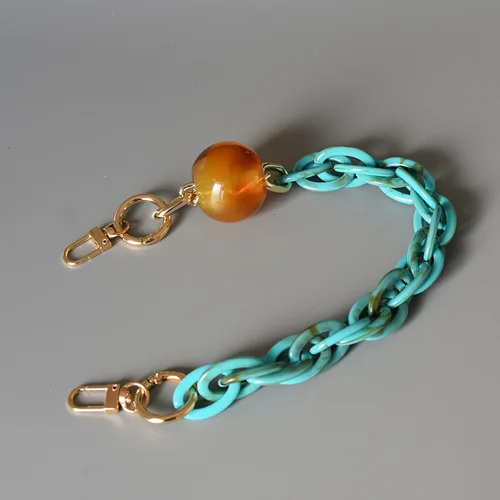 Imagen 2 del producto Nuevo accesorio para bolso de mujer, piezas de cuentas de resina acrílica negra, Beige y roja, pulsera hecha a mano, cadena con asa para bolso de repuesto para mujer