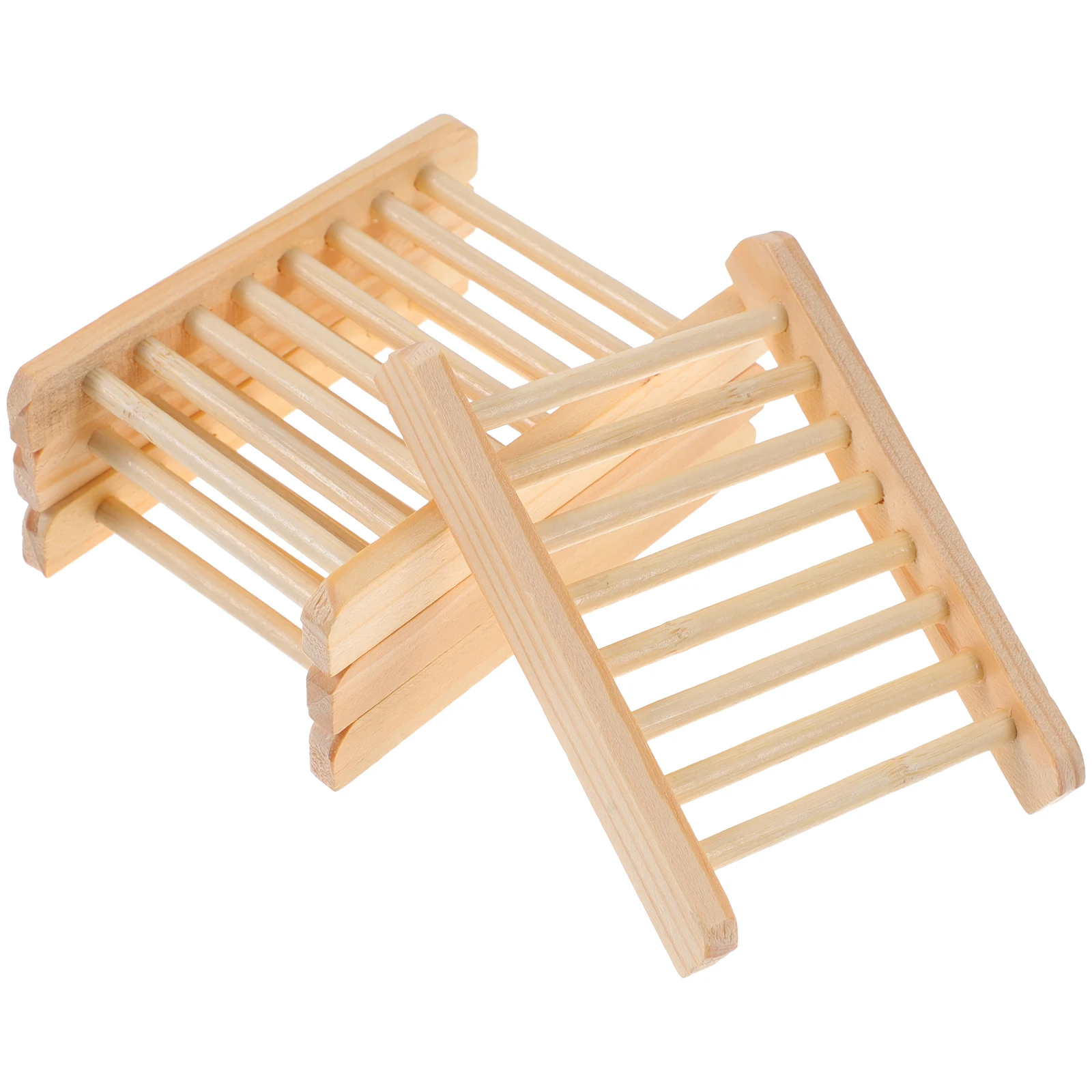 

4pcs Natural Wooden Dish Self Draining Holder Odorless Kitchen Bathroom Laundry Sponge Rack Countertop Tray For Shower