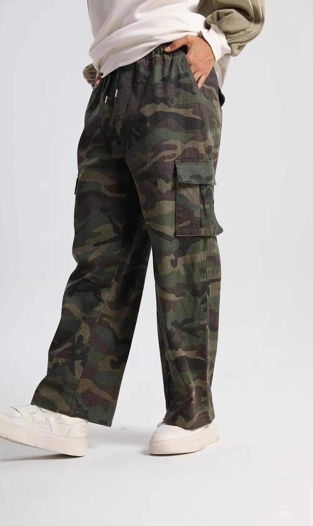 JHJN pantalones casuales holgados con bolsillos grandes para hombres y mujeres estilo americano Vintage Hip Hop camuflaje pantalones Cargo de pierna ancha