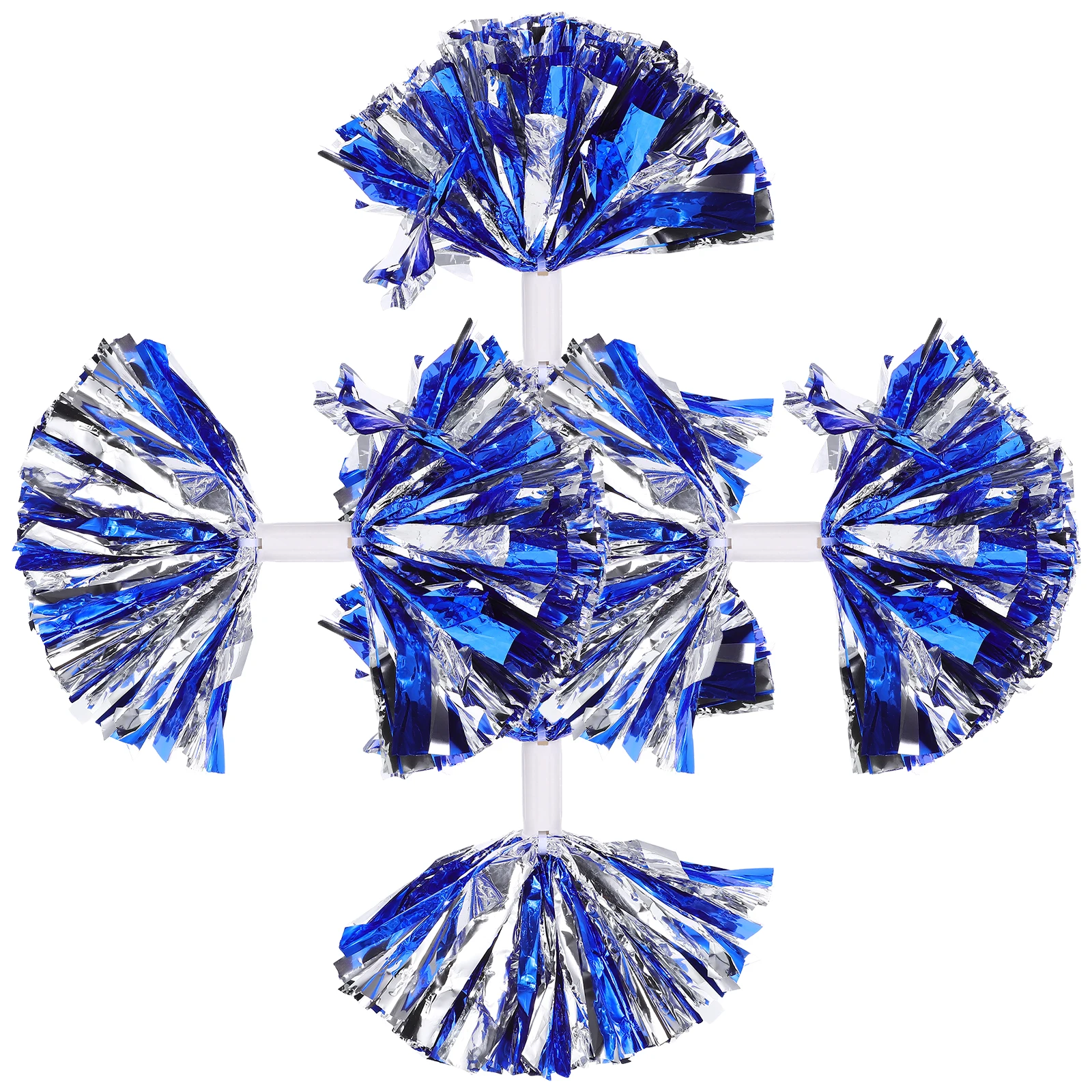 

4pcs Medium H Silver Cheerleading Pom Poms Durable PE Bright Color Smooth College Reusable Dance Prop
